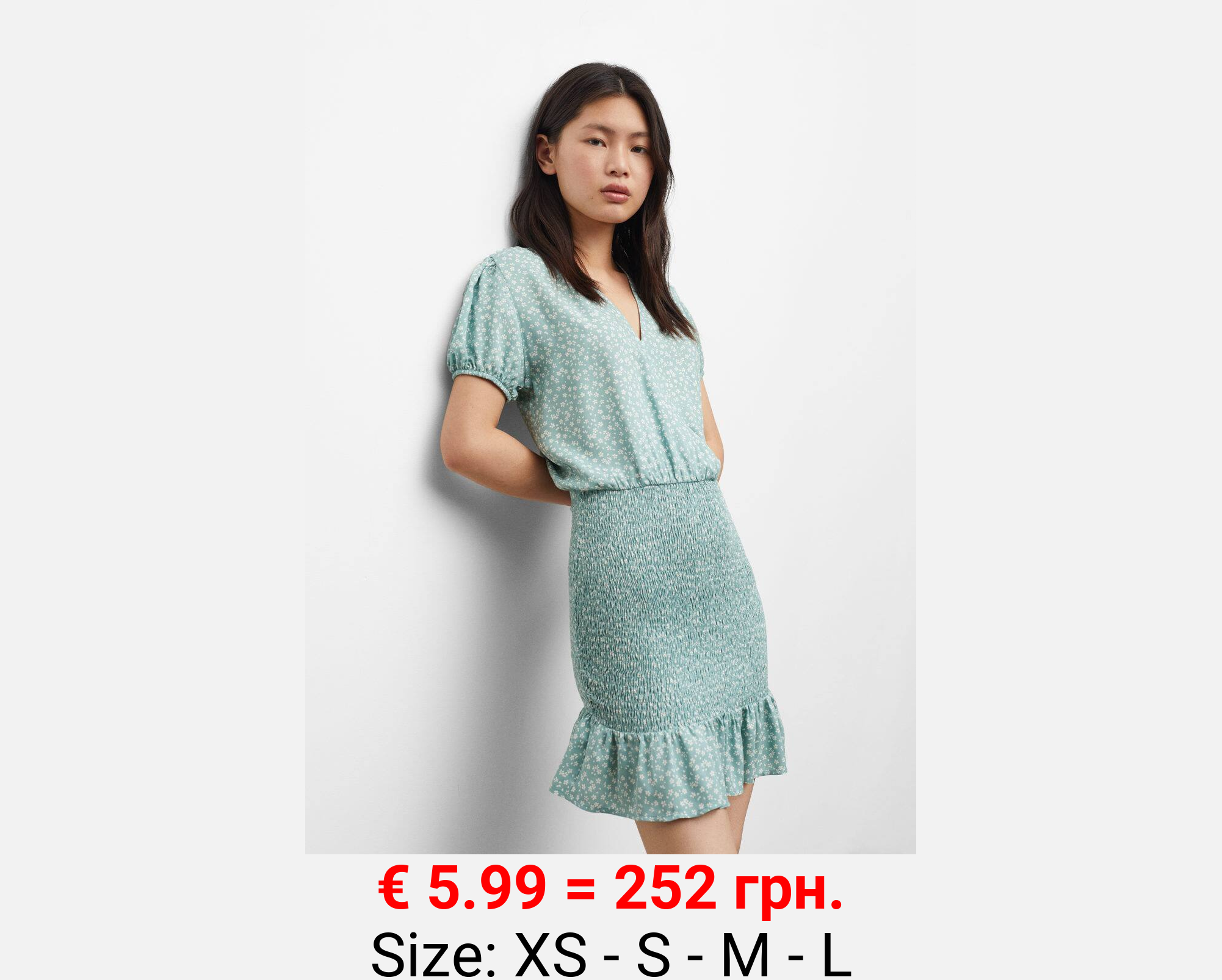 Vestido flores detalle fruncido