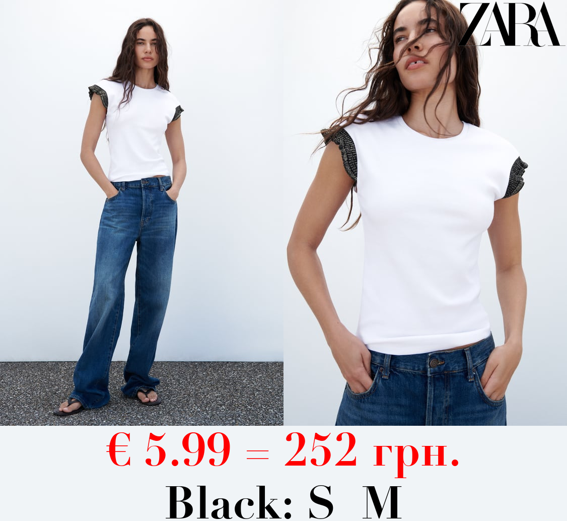 EMBELLISHED TRIM T-SHIRT