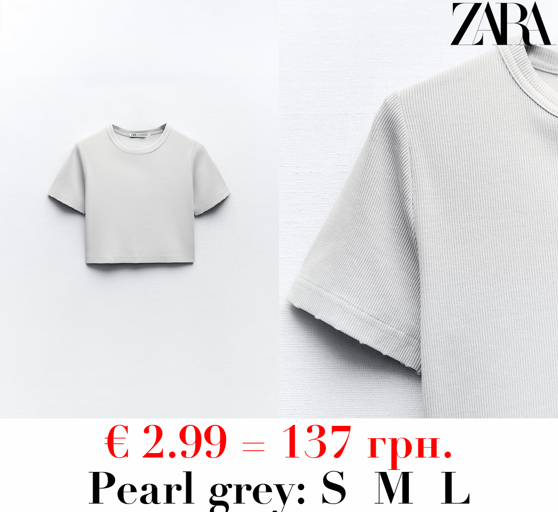 FADED-EFFECT RIBBED CROP TOP