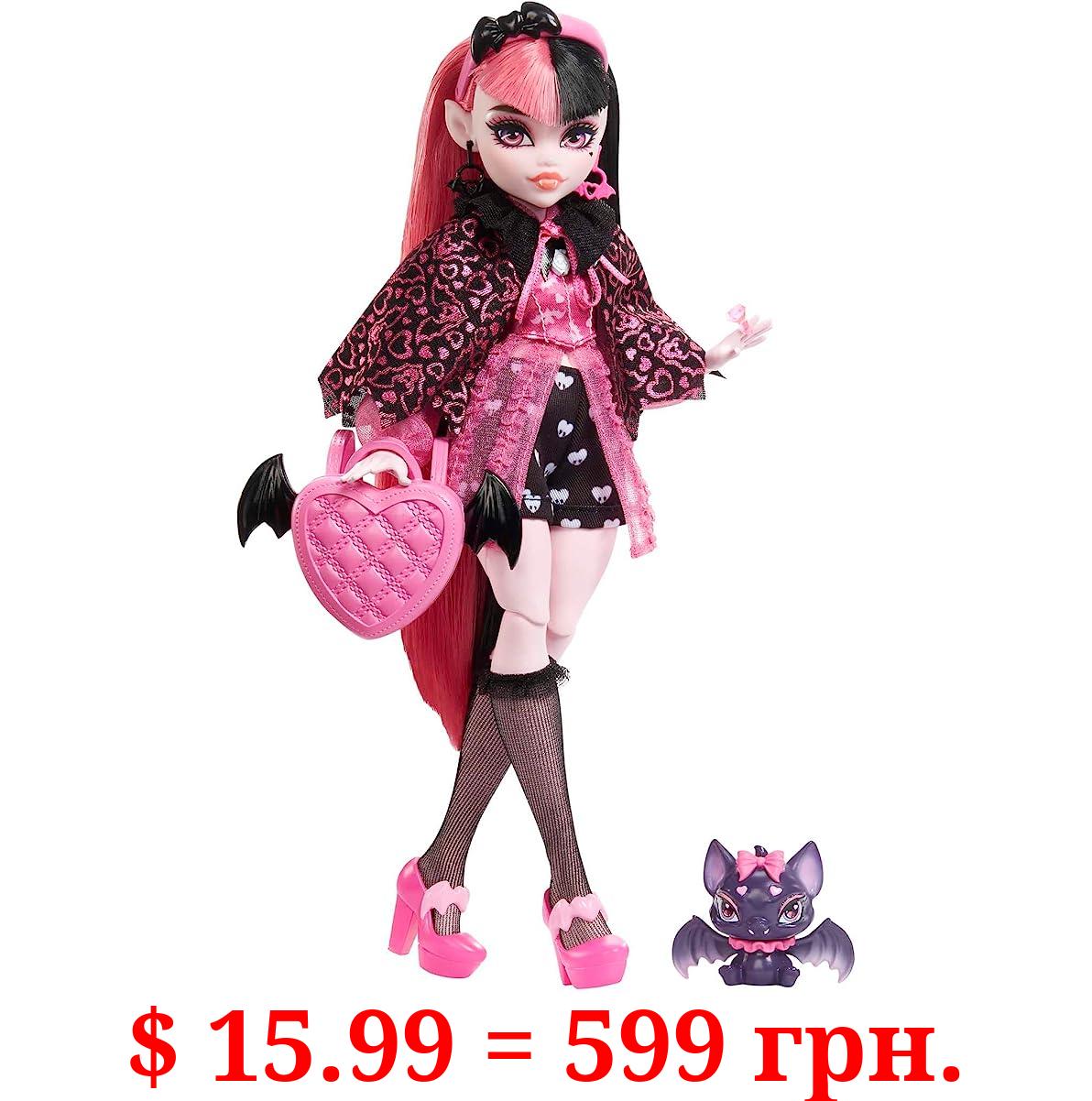 Monster High Draculaura Fashion Doll with Pink & Black Hair, Signature Look, Accessories & Pet Bat
