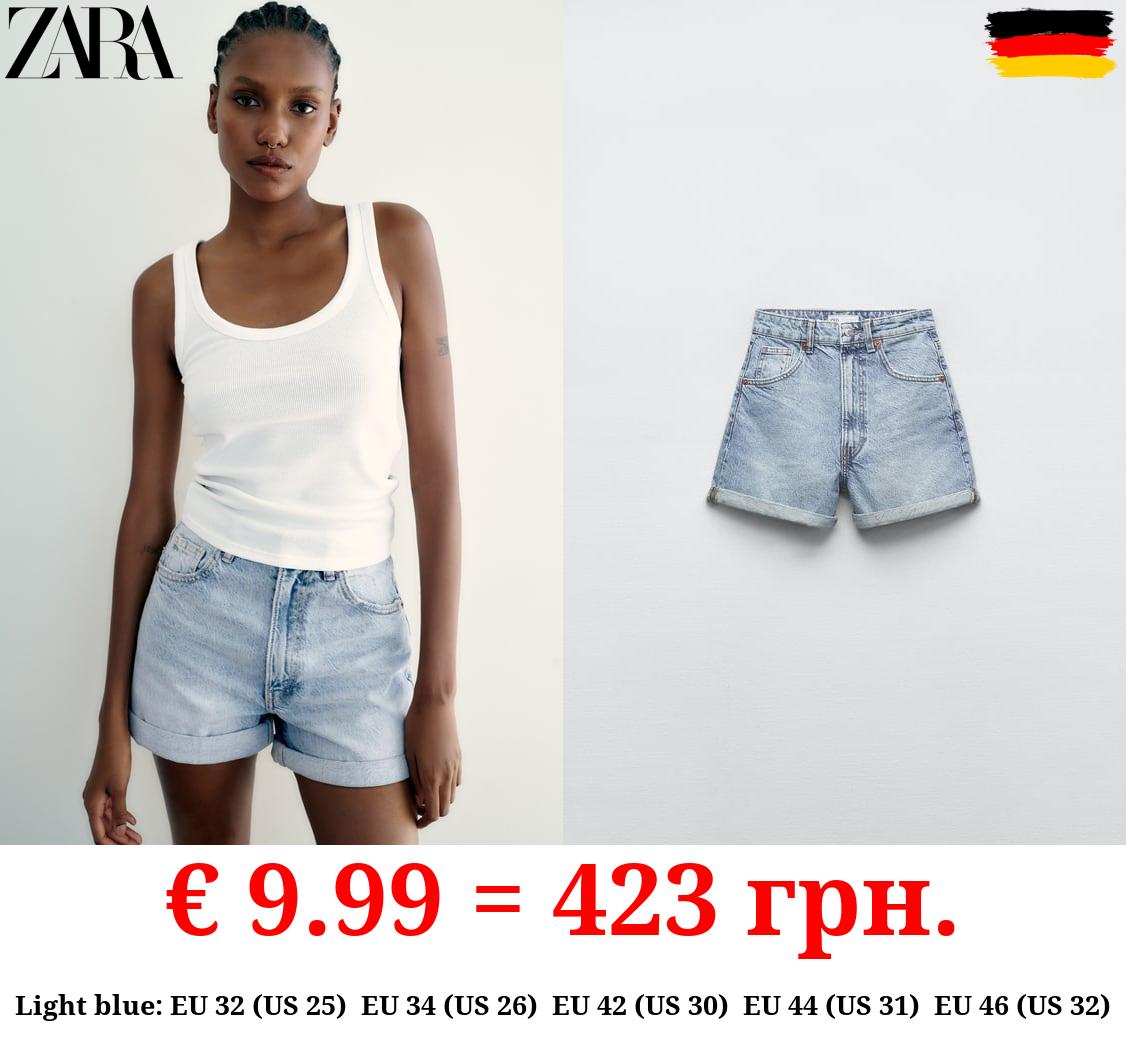 TRF HIGH-RISE MOM FIT DENIM BERMUDA SHORTS