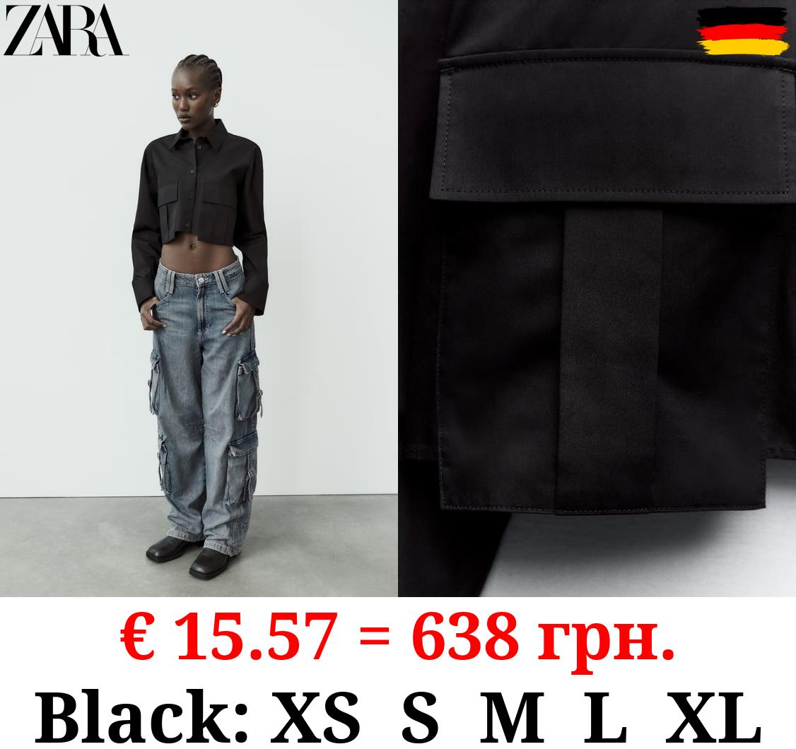 GABARDINE FABRIC CROPPED SHIRT