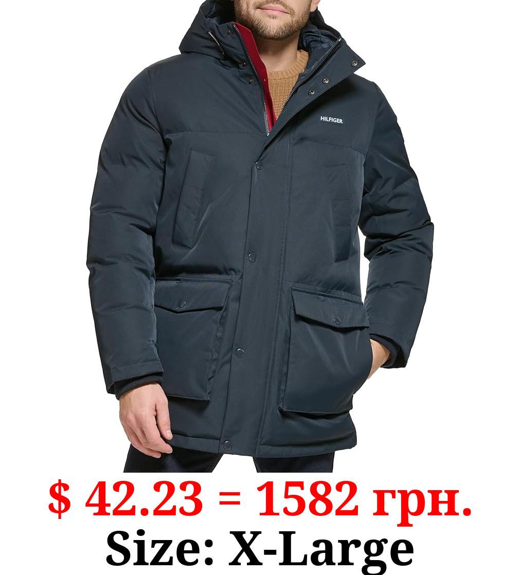 Tommy Hilfiger Men's Arctic Cloth Heavyweight Performance Parka Down Alternative Fur Lined Hood Outerwear Coat