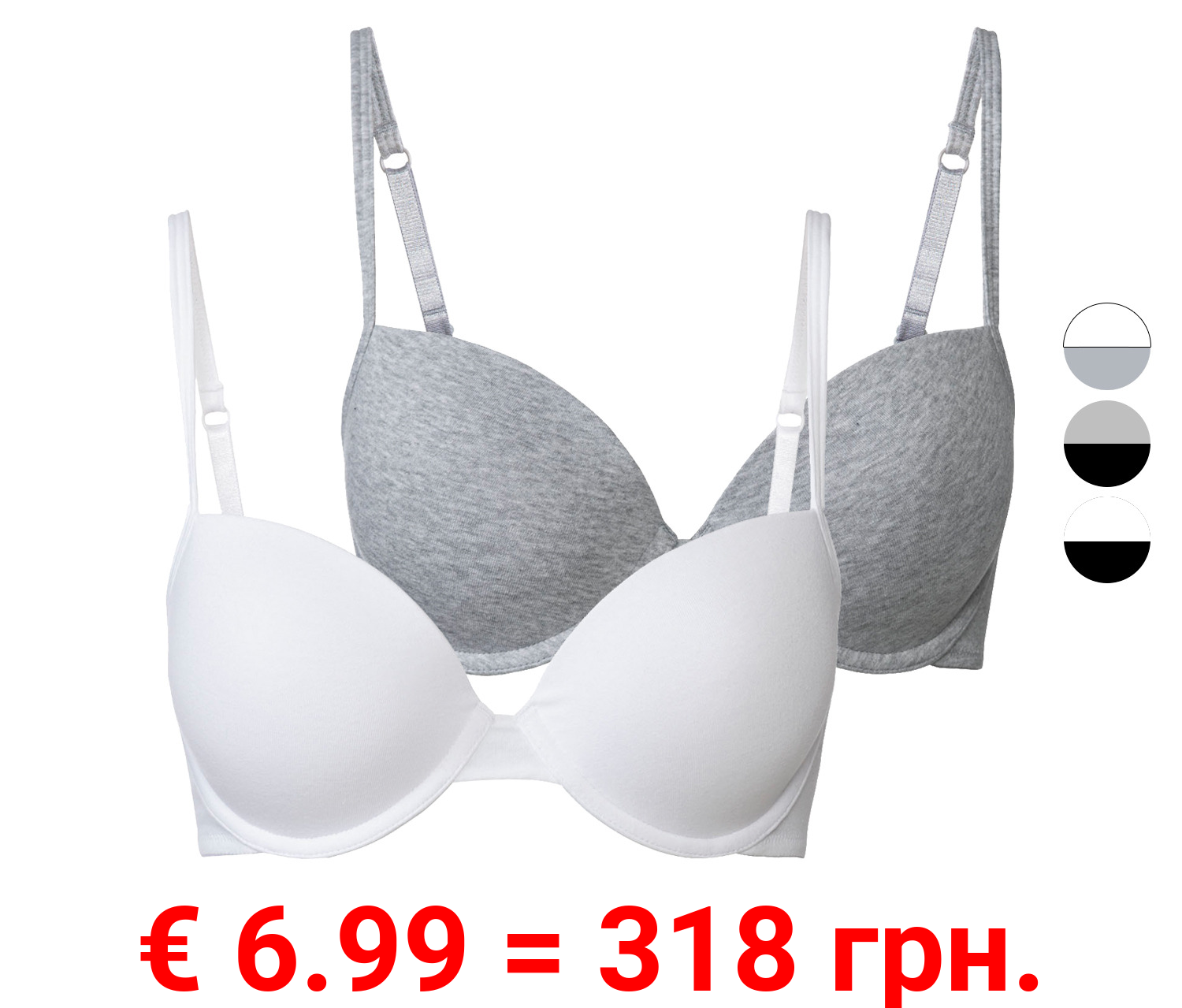 esmara® Damen Bügel-BHs, 2 Stück, gepaddete Cups