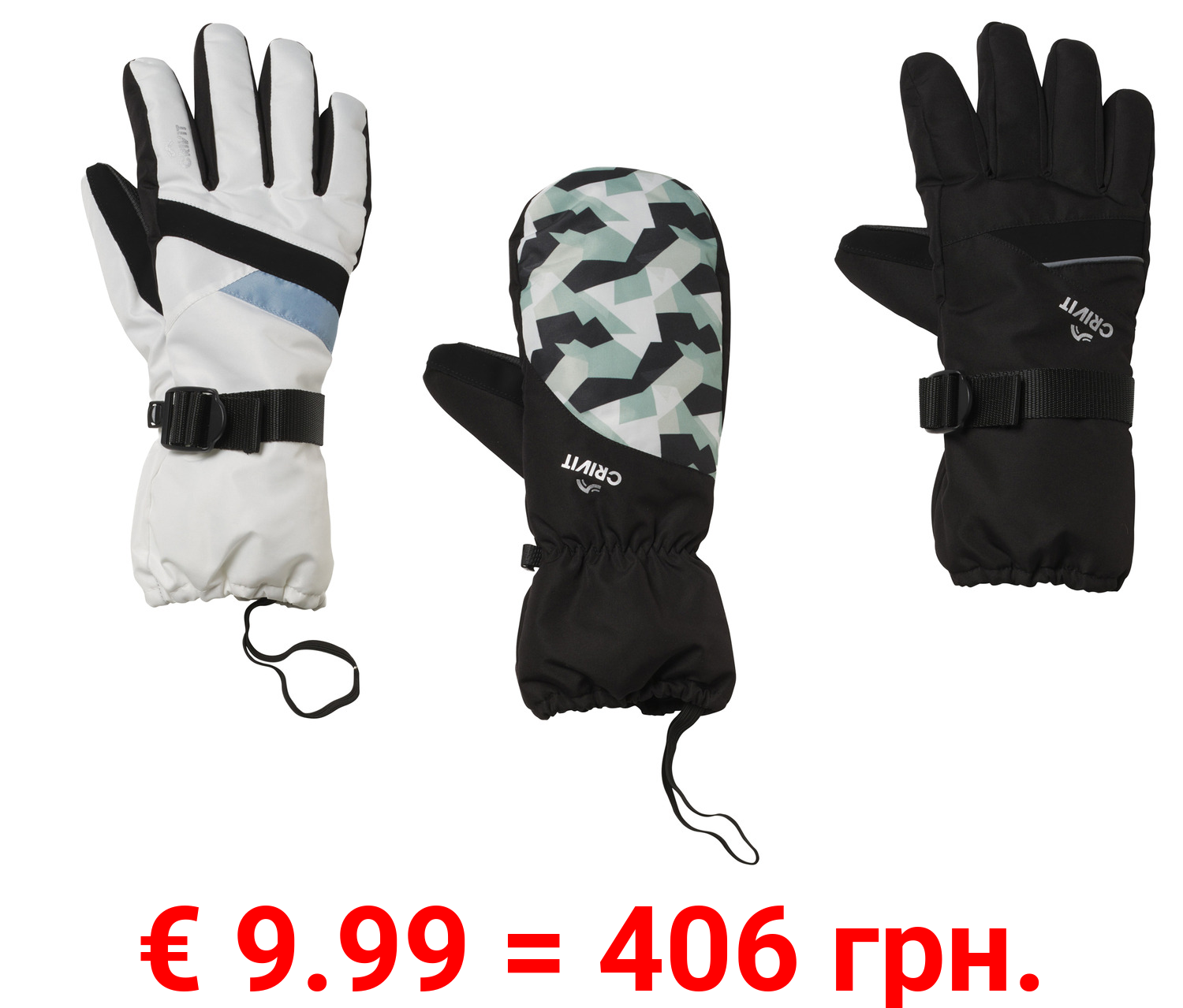 CRIVIT Damen Skihandschuhe mit Sicherheitsschlaufe