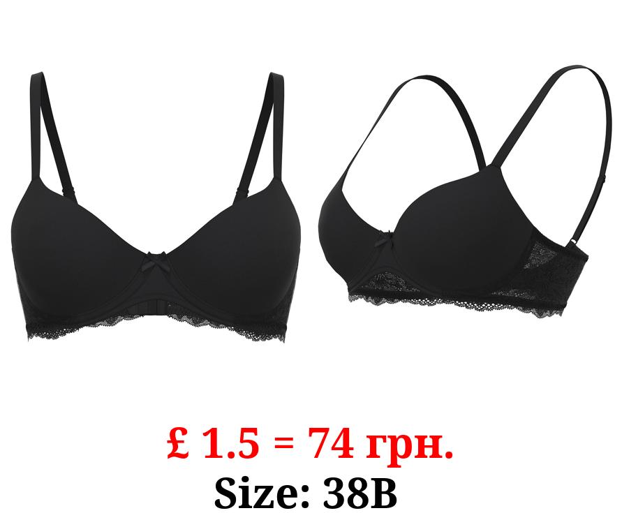 Black Lace Trim T-Shirt Bra