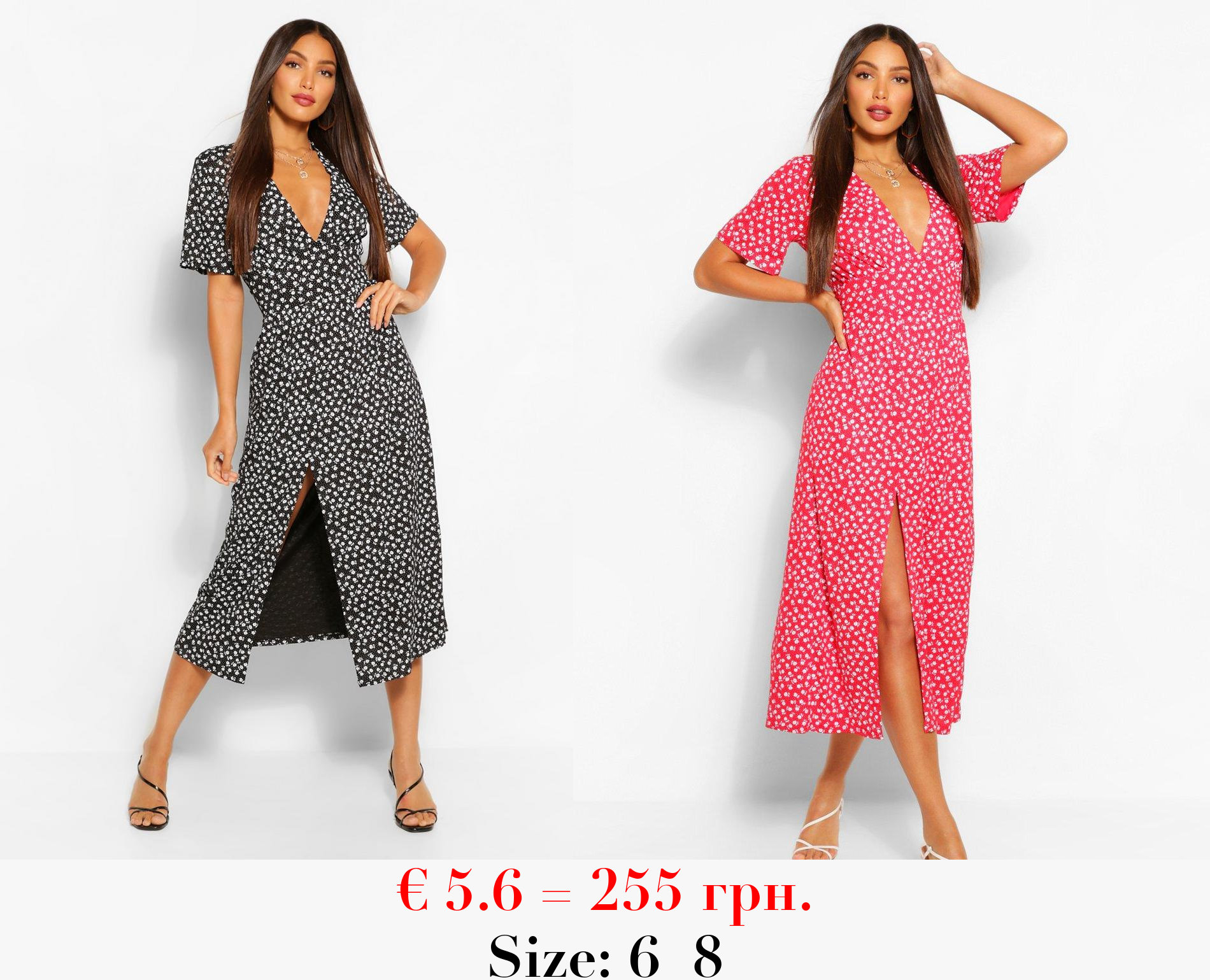 Tall Floral Spot Print Midi Dress