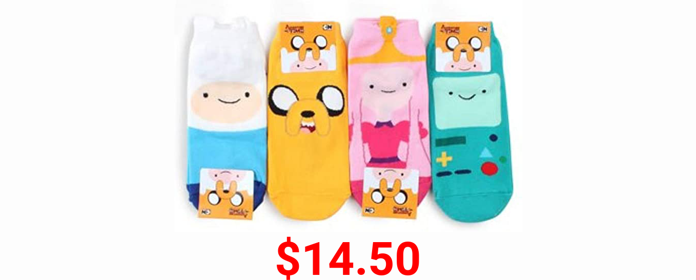 Adventure Time Licensed Low Cut Ankle Socks 4 pairs Women Finn Bubblegum Jake BMO