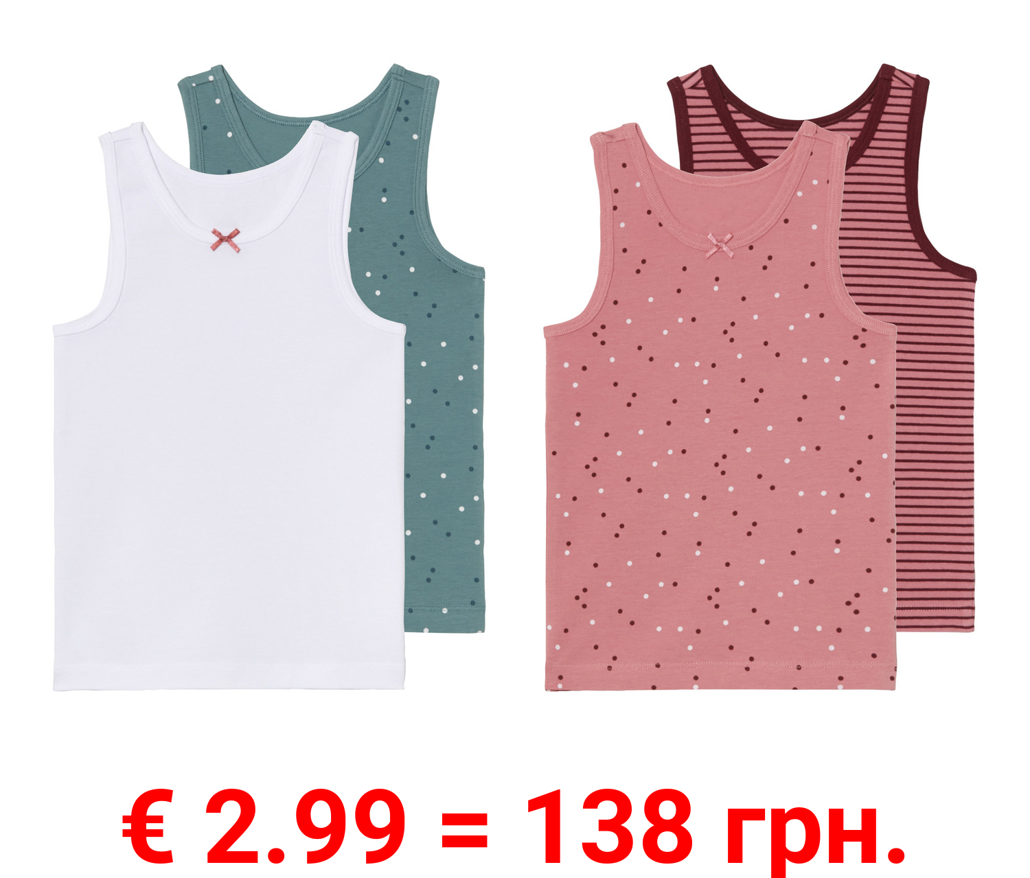 lupilu® Kleinkinder Unterhemden, 2 Stück, mit hohem Bio-Baumwollanteil