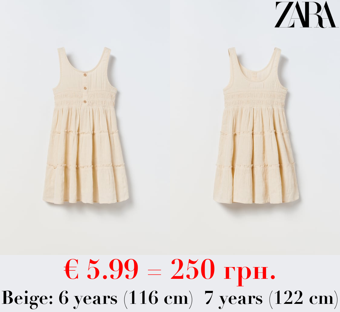 LINEN BLEND TIERED DRESS