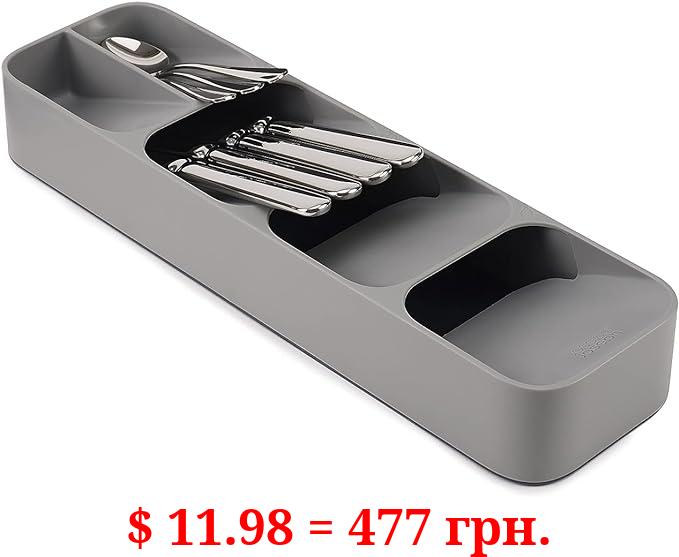 Joseph Joseph DrawerStore Compact Utensil Organizer For Kitchen Drawer Silverware, Flatware Tray, Small, Grey
