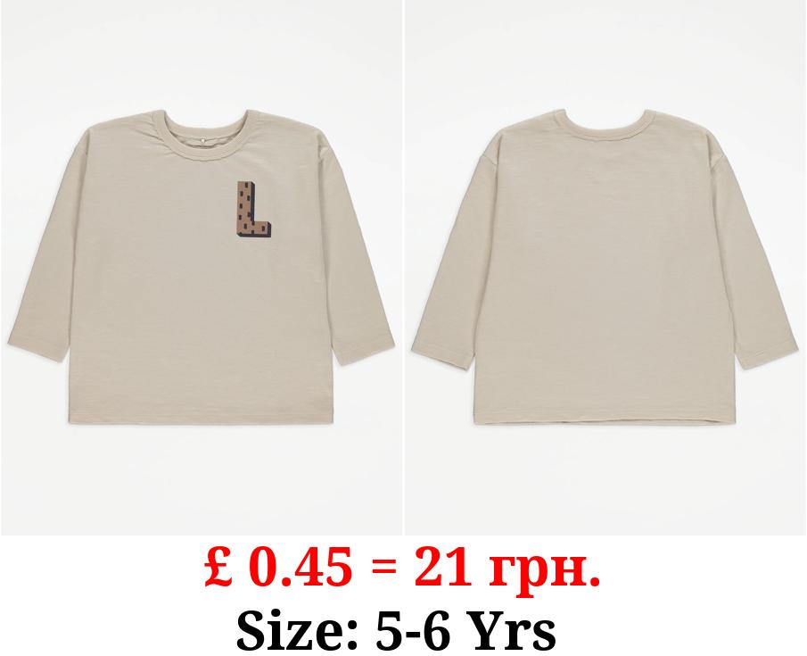 Unisex Stone Alphabet Letter L Print Top