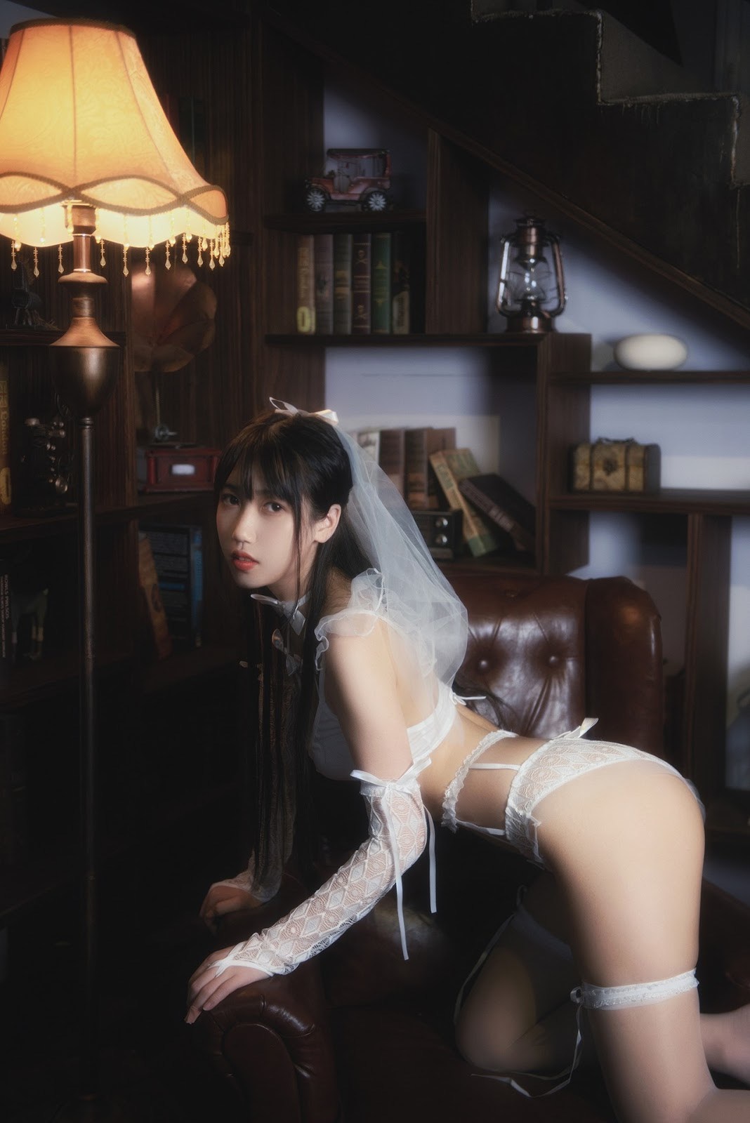 Cosplay 不呆猫 白色情趣婚纱 19