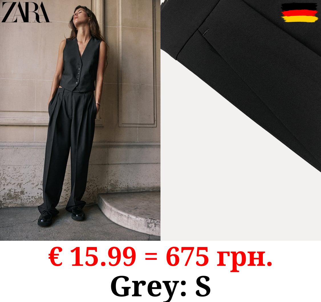 ZW COLLECTION STRAIGHT-FIT PLEATED TROUSERS