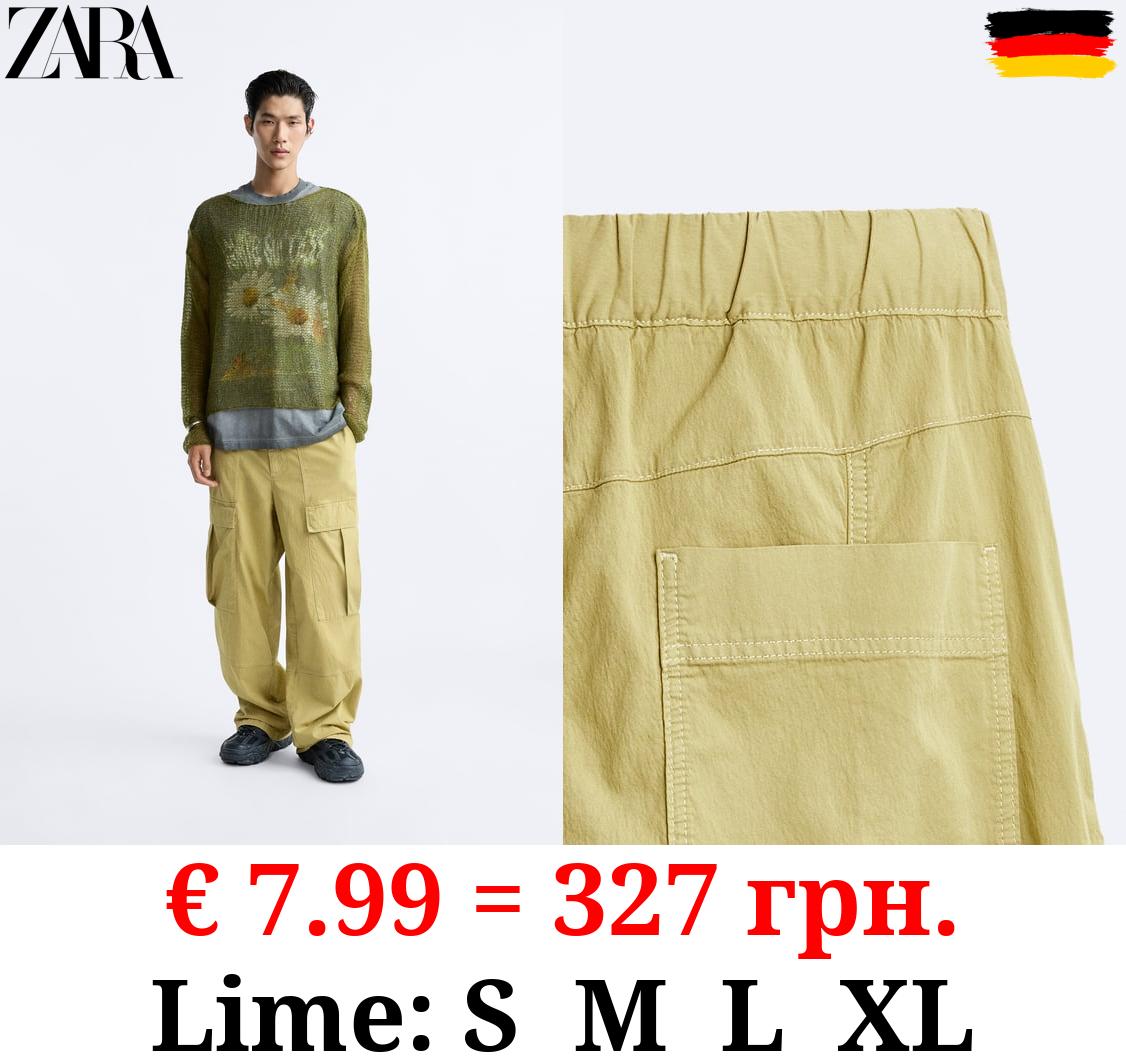CARGO TROUSERS WITH CONTRAST TOPSTITCHING