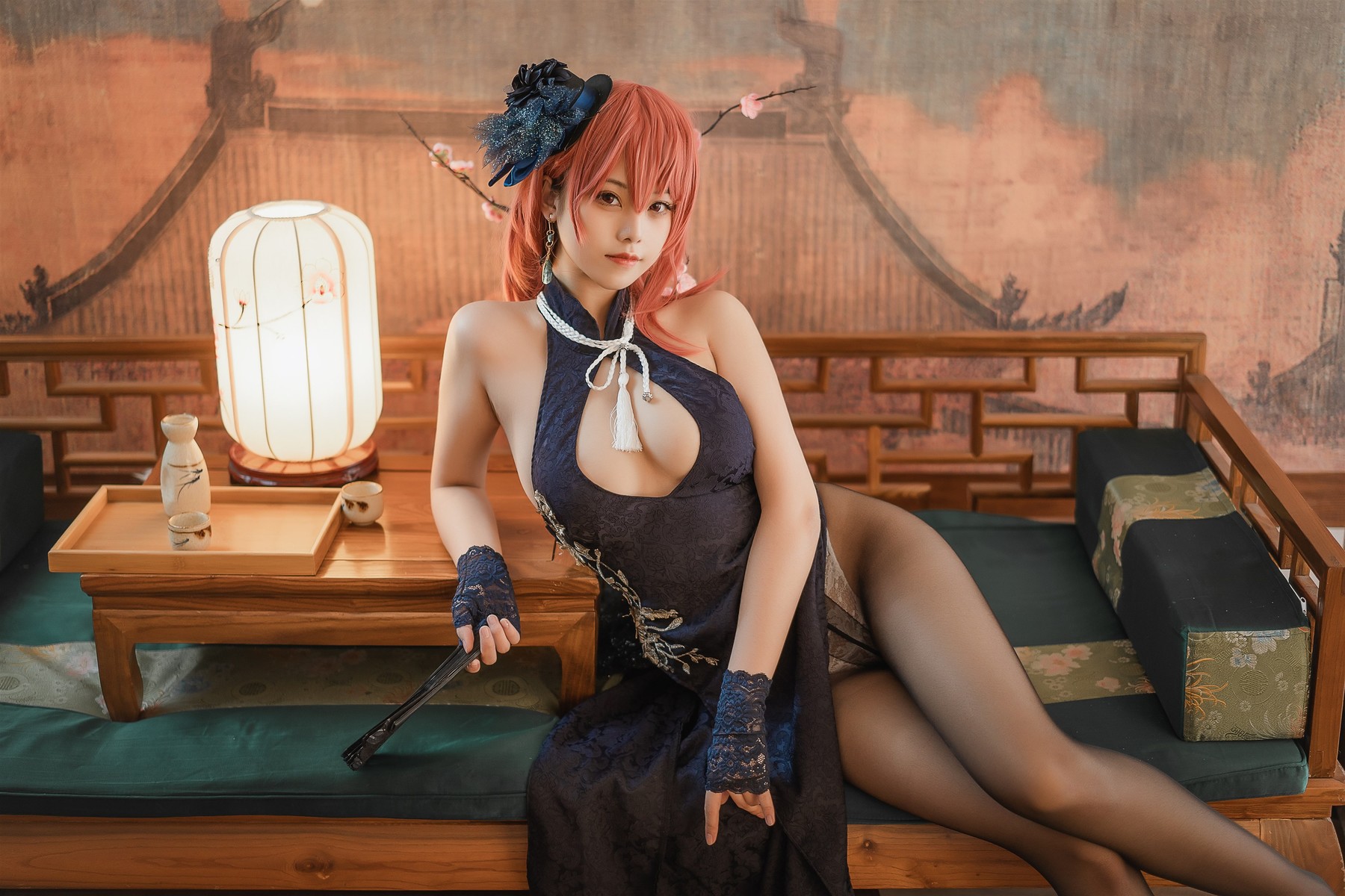 蜜汁猫裘 Cosplay 黑太子旗袍 25