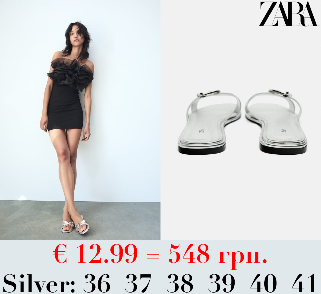 CRISS-CROSS BUCKLED SLIDER SANDALS