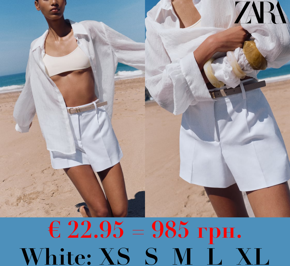 DARTED BERMUDA SHORTS WITH BELT