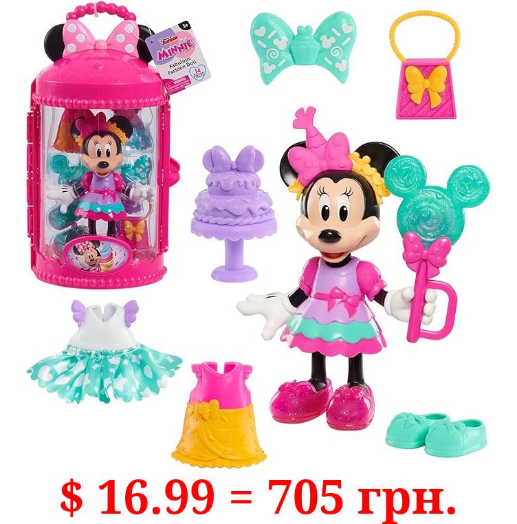 Minnie Mouse Fabulous Fashion 14-piece Sweet Party Doll and Accessories, Kids Toys for Ages 3 Up by Just Play