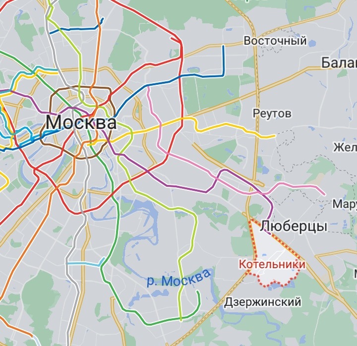 Котельники на карте москвы