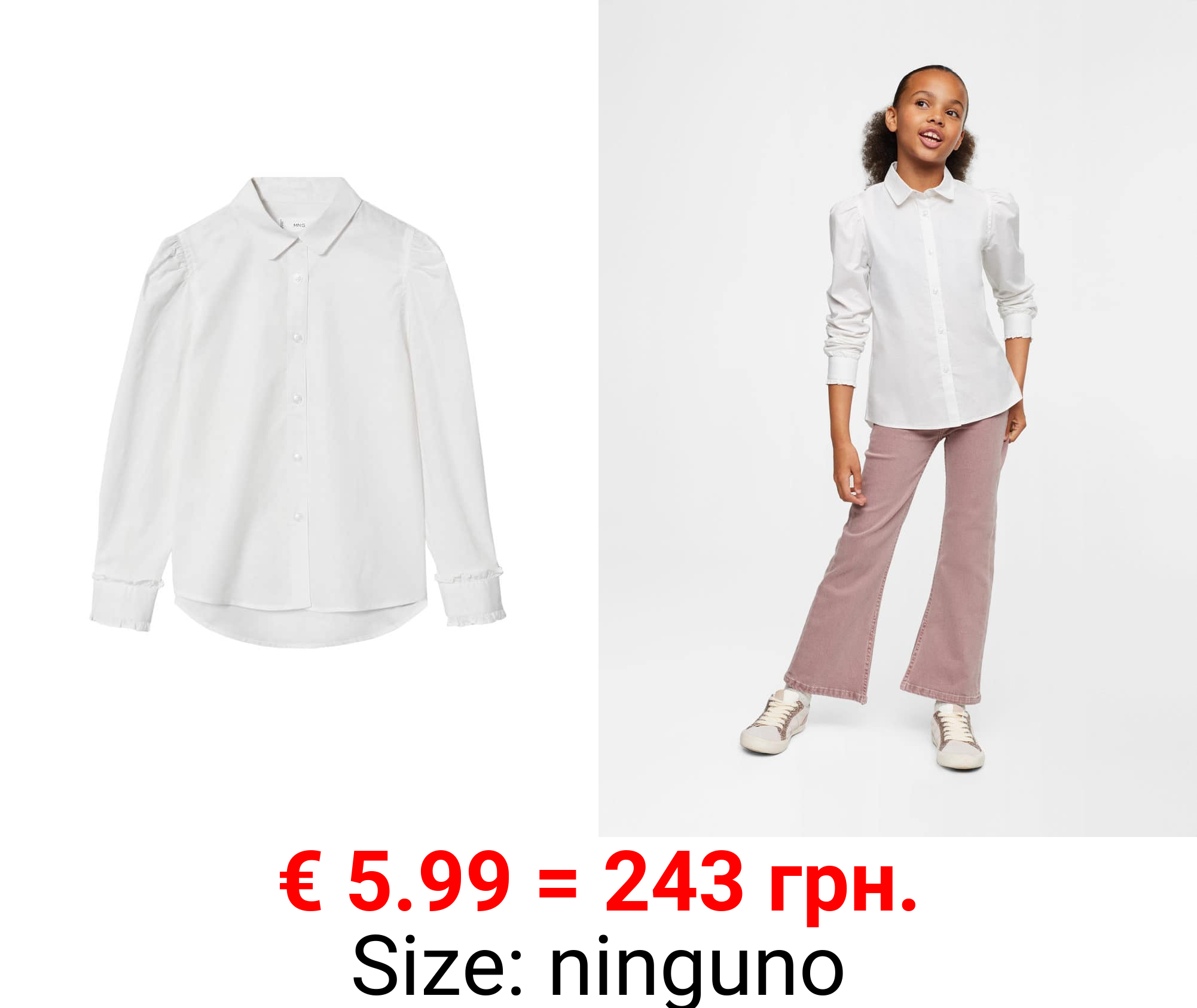 camisa algodón manga abullonada