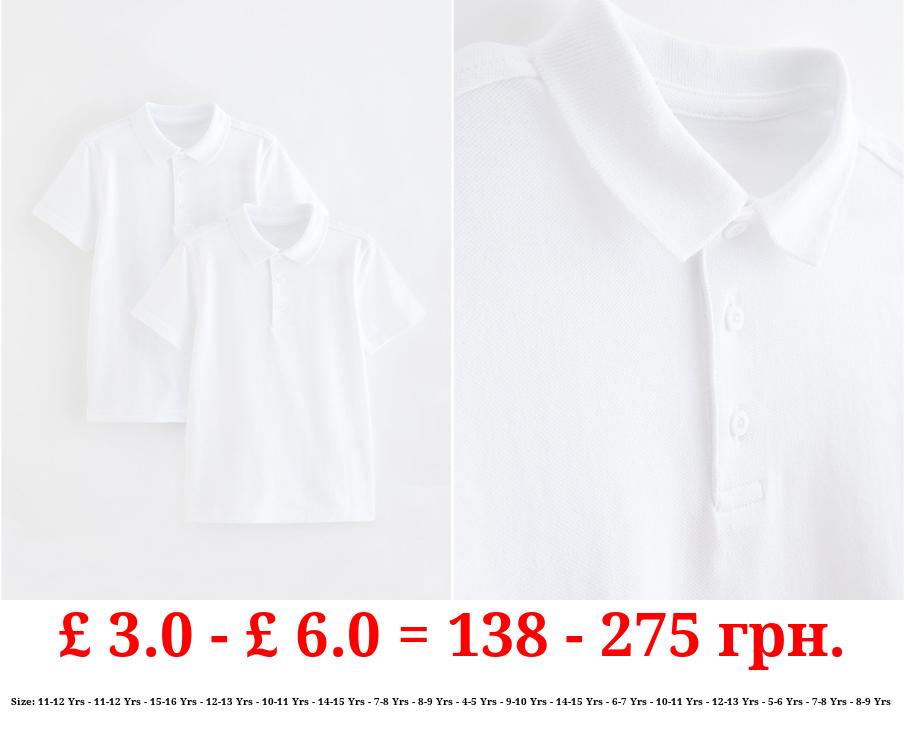 White Short Sleeve School Polo Shirts 2 Pack