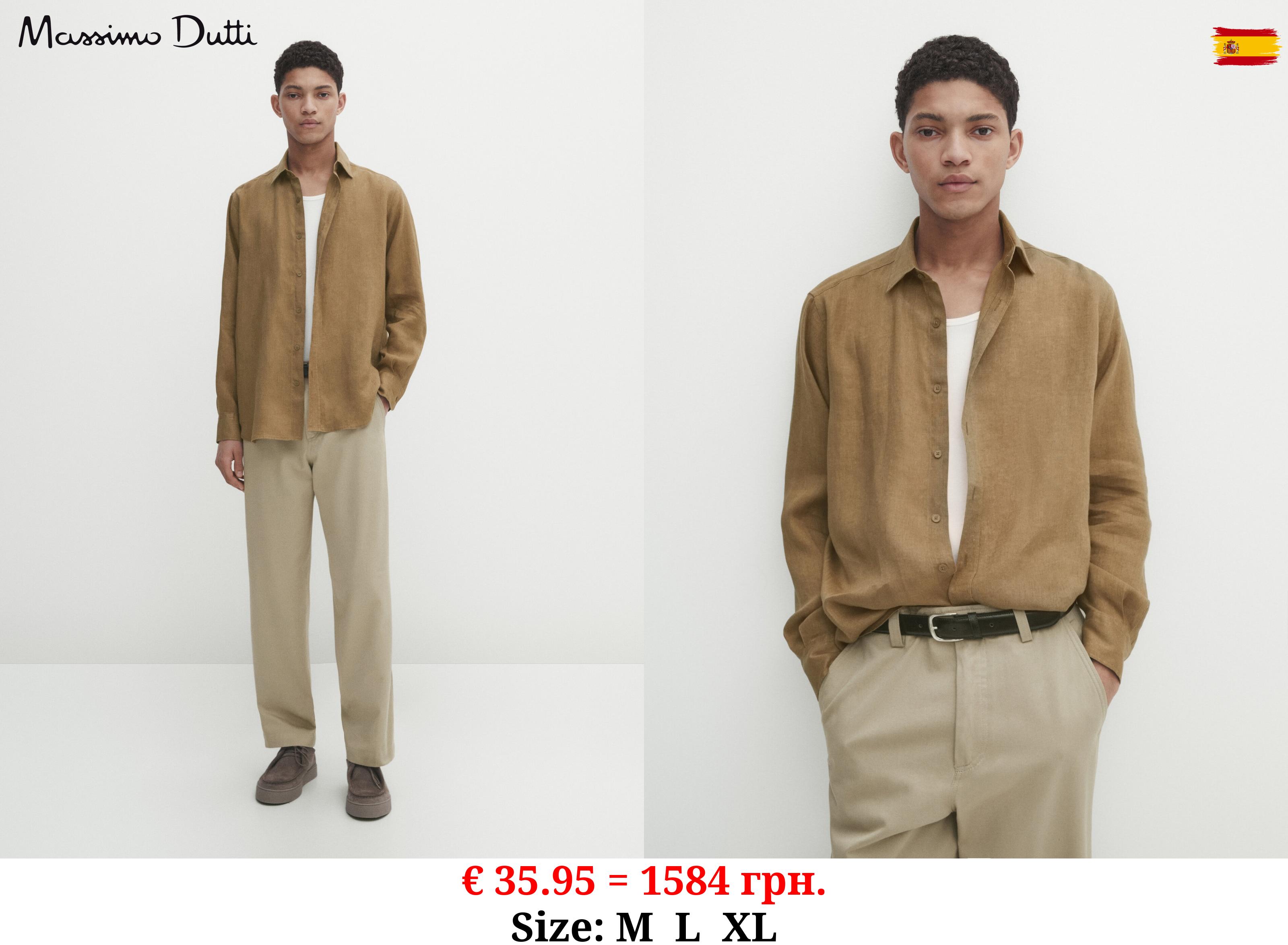 Dyed thread regular fit linen shirt OLIVE