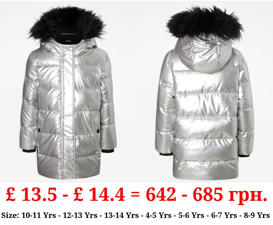 Silver Padded Longline Coat