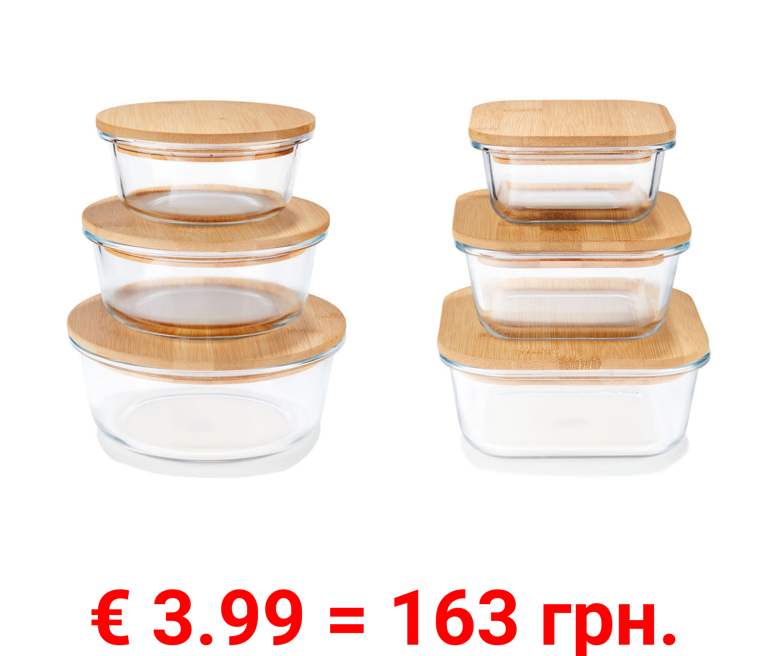 ERNESTO Glas Aufbewahrungsdosen, mit Bambusdeckel, 3er Set