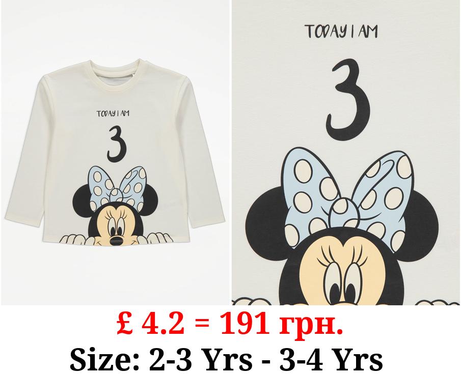 Disney Minnie Mouse Cream ‘Today I Am 3’ Character Top