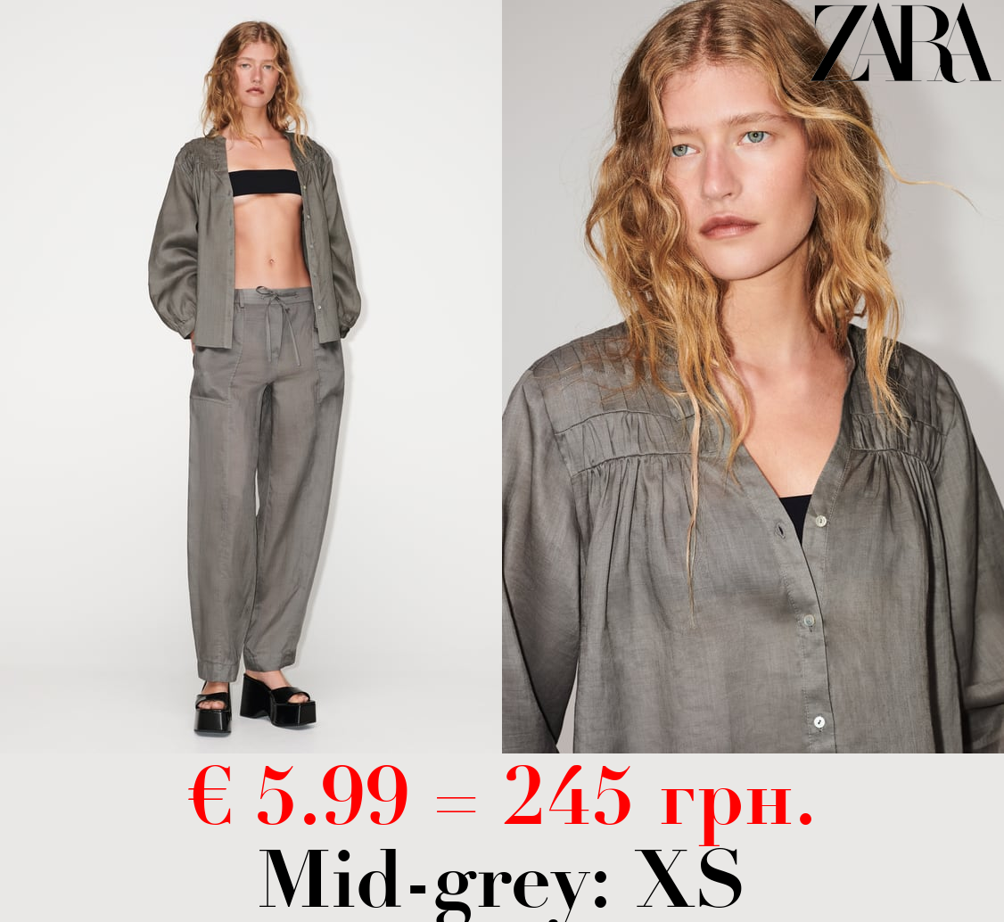 GATHERED RAMIE SHIRT