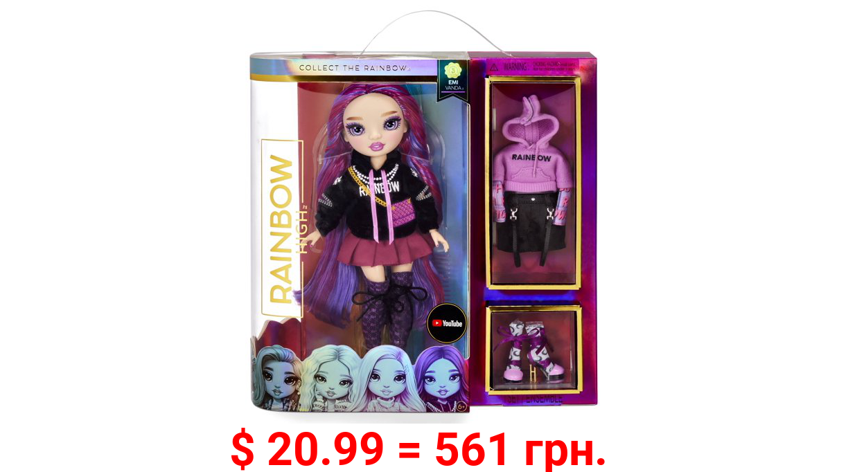 Rainbow High Emi Vanda – Orchid (Deep Purple) Fashion Doll with 2 Outfits to Mix & Match and Doll Accessories, Great Gift and Toy for Kids 6-12 Years Old