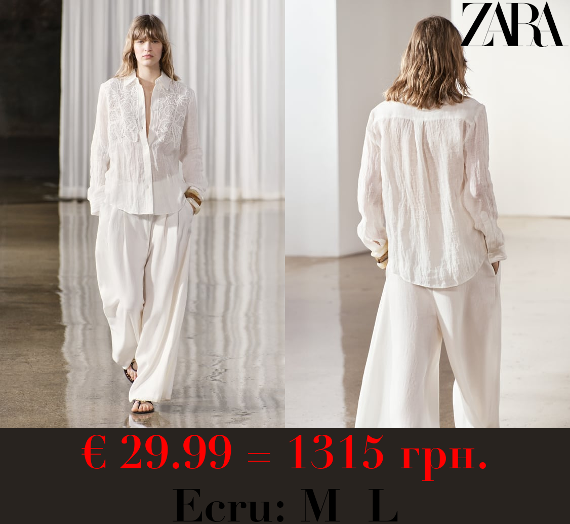 ZW COLLECTION CROCHET LINEN SHIRT