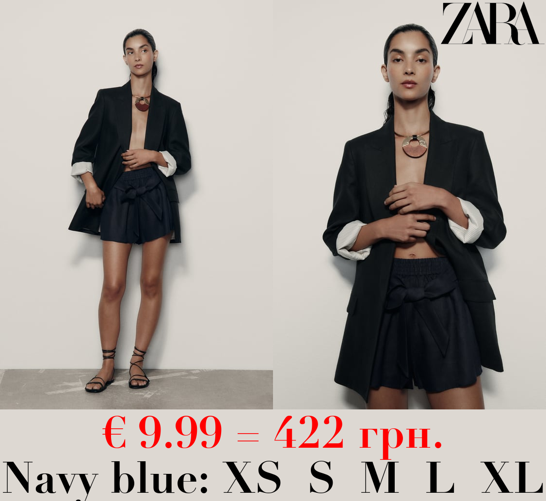 LINEN BERMUDA SHORTS WITH TIE DETAIL