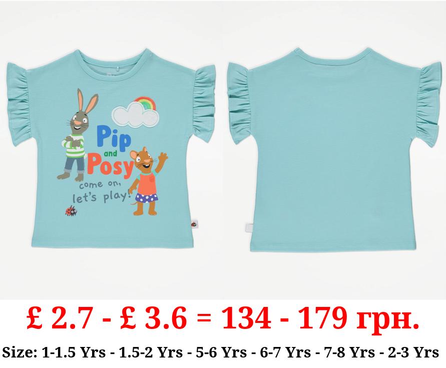Pip and Posy Aqua Slogan T-Shirt
