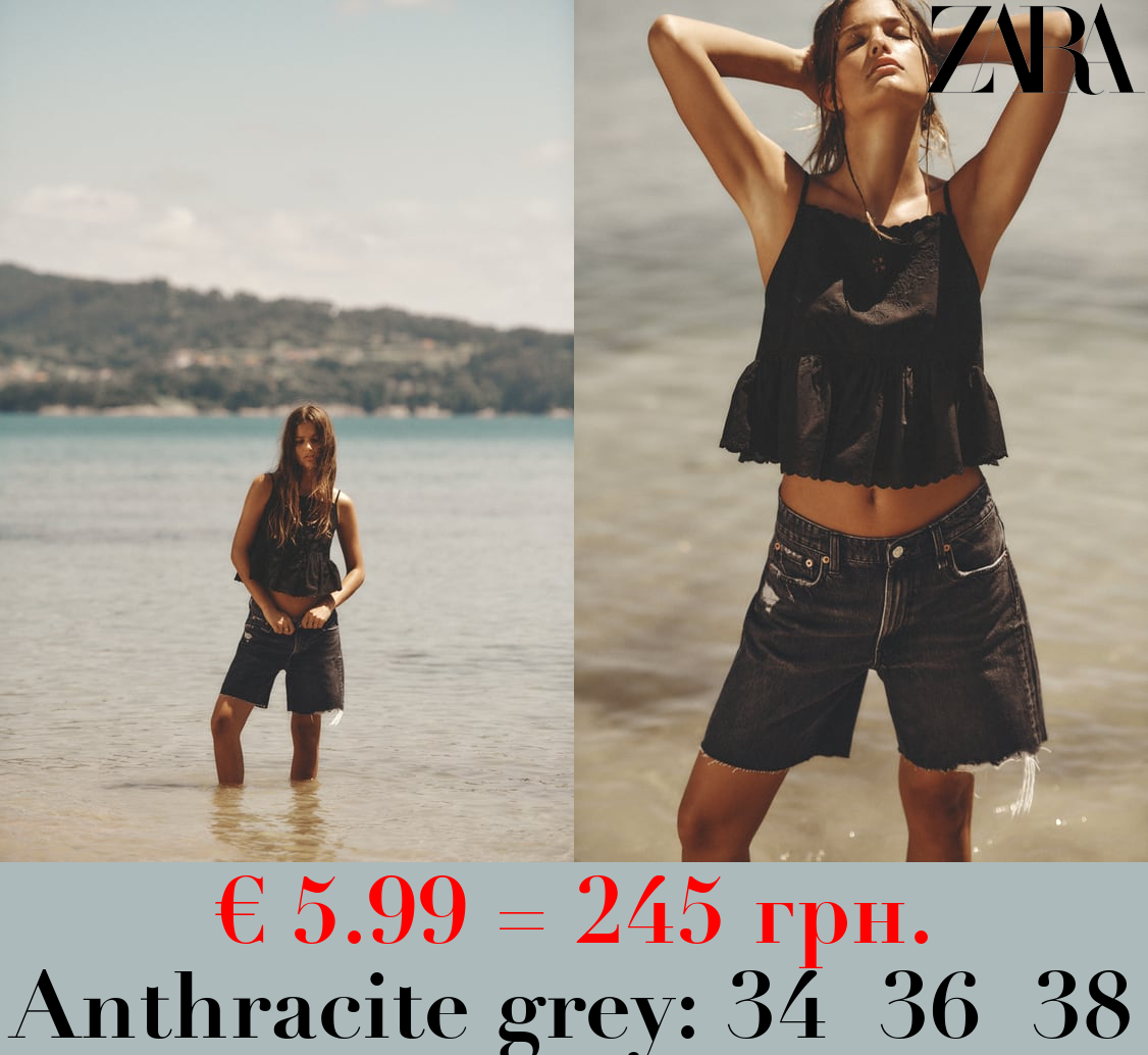 LOOSE FIT DENIM TRF BERMUDA SHORTS