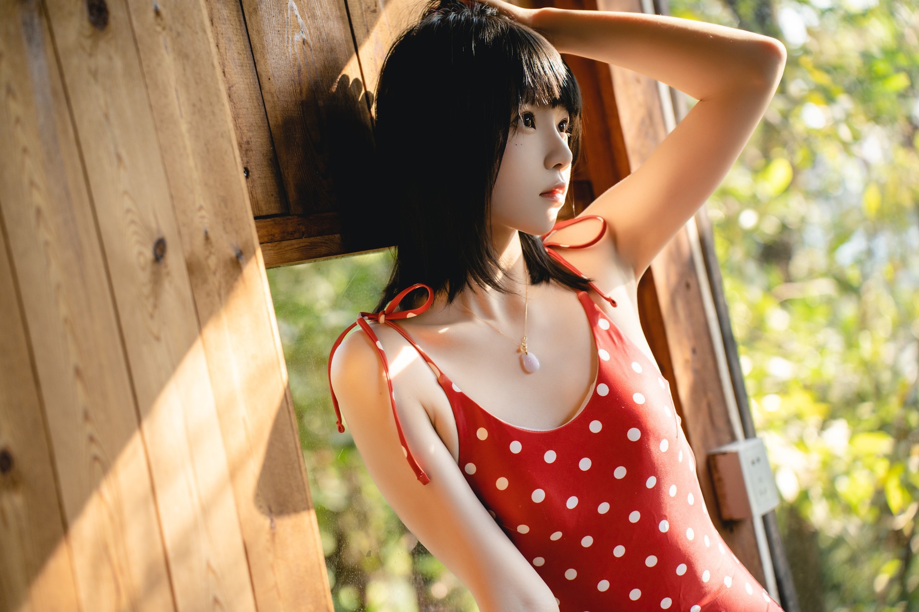 Cosplay 桜桃喵 红波点 Red Polka Dot 16
