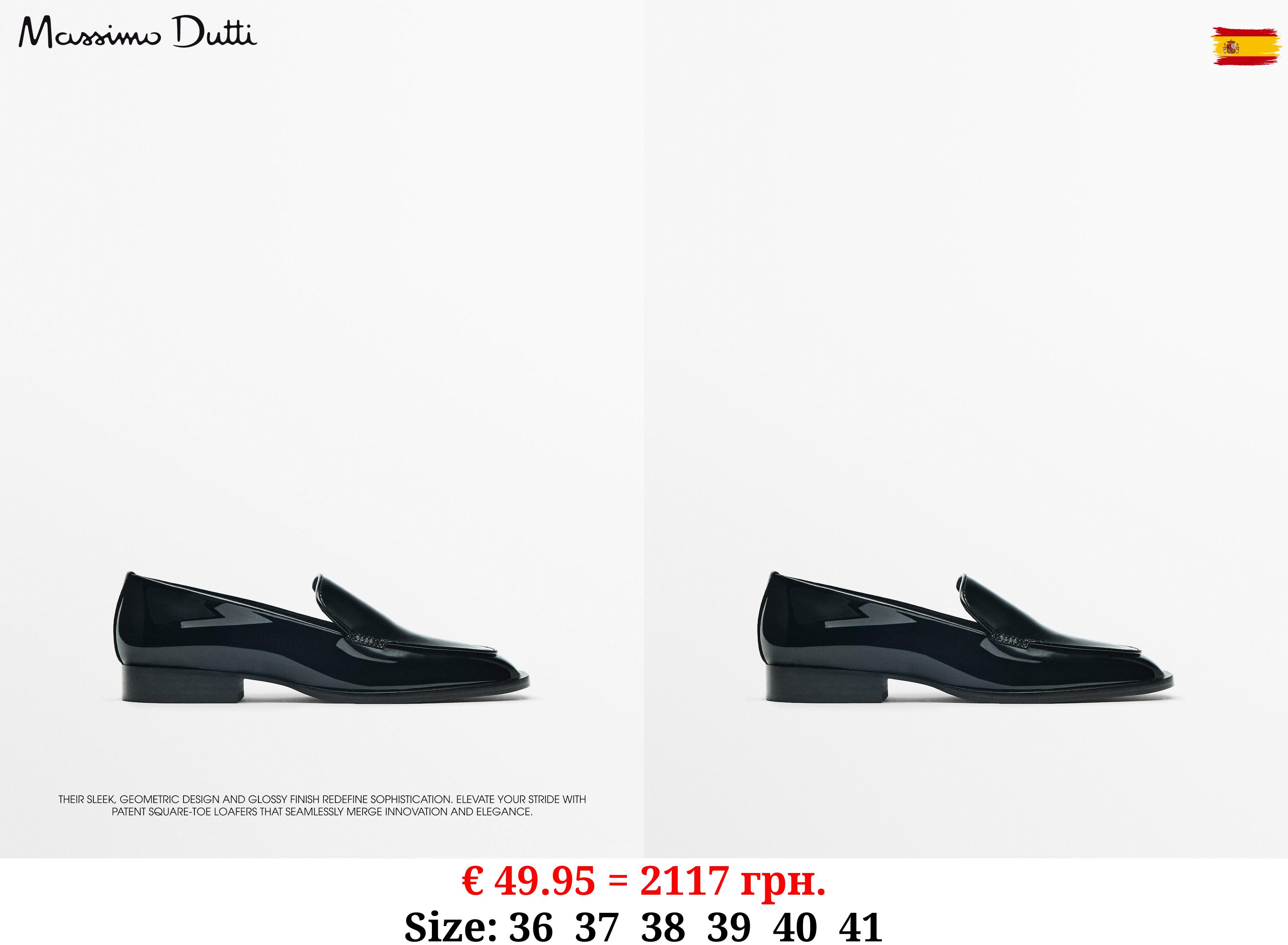 Patent square-toe loafers BLACK