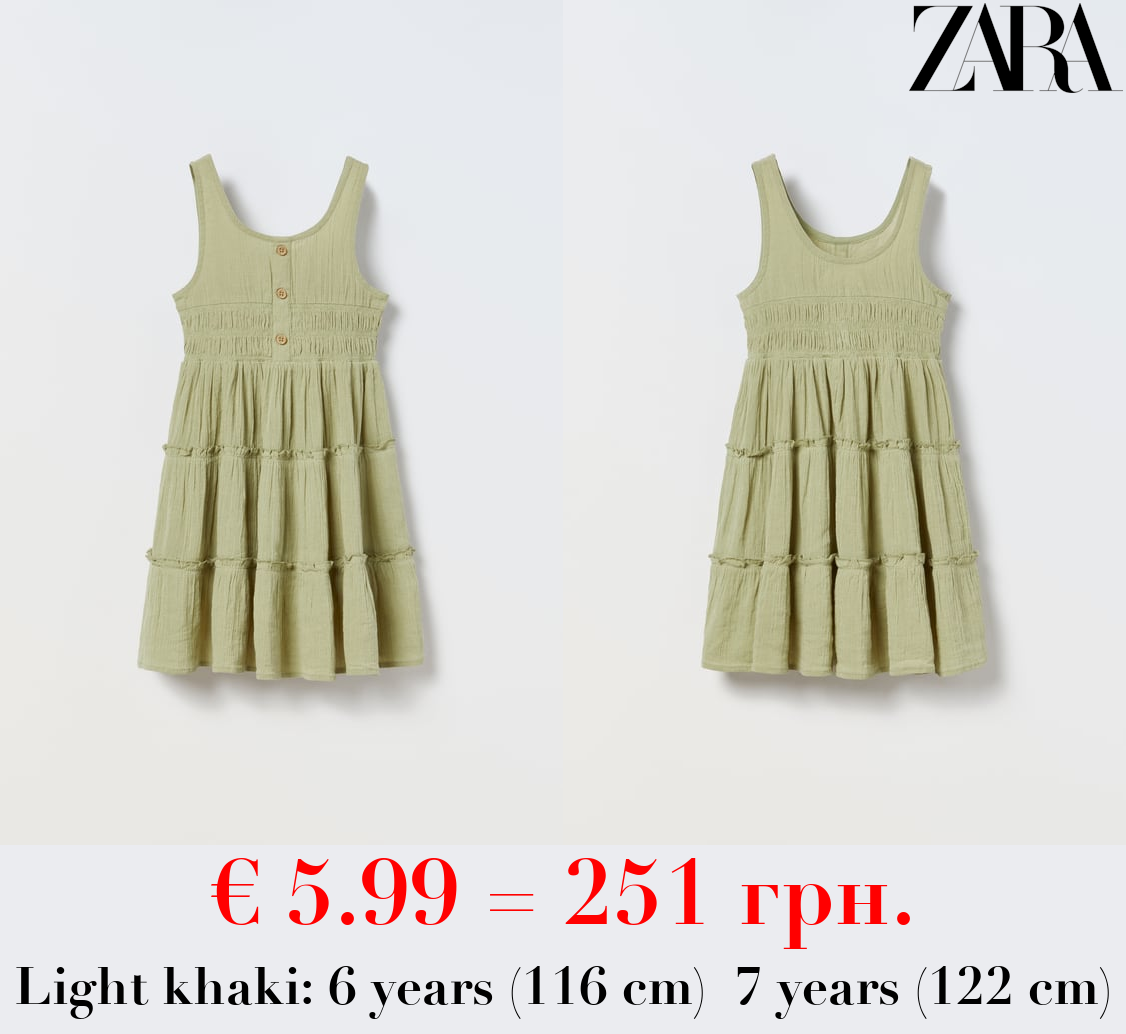 LINEN BLEND TIERED DRESS