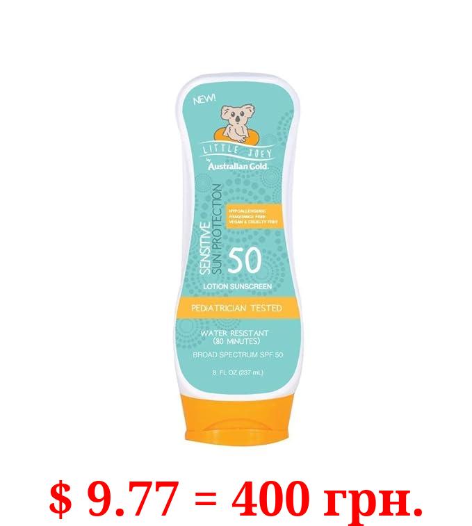 Australian Gold Little Joey Sunscreen Lotion SPF 50, 8 Ounce | Hypoallergenic & Fragrance Free | Broad Spectrum | Water Resistant | Vegan | Pediatrician Tested