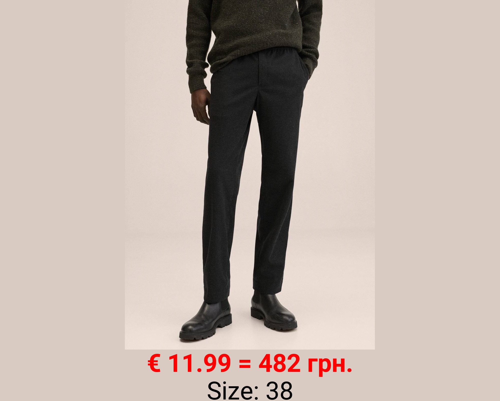 Pantalón recto cintura elástica