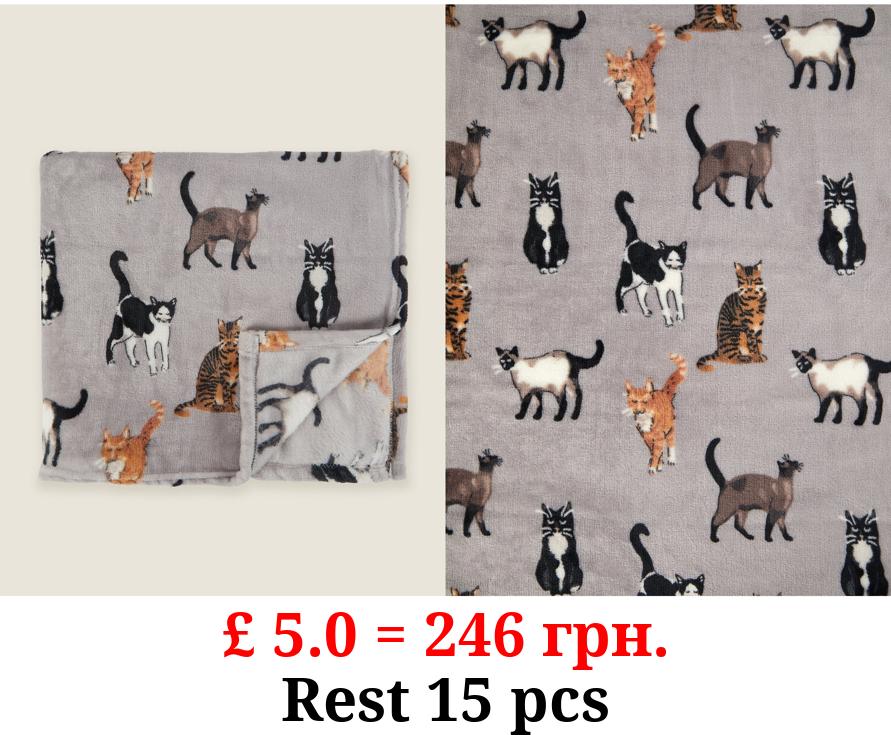 Grey Cat Super Soft Throw
