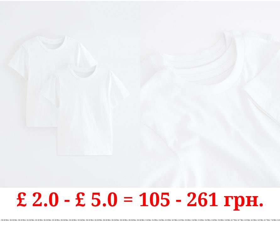 White Crew Neck School T-Shirt 2 Pack