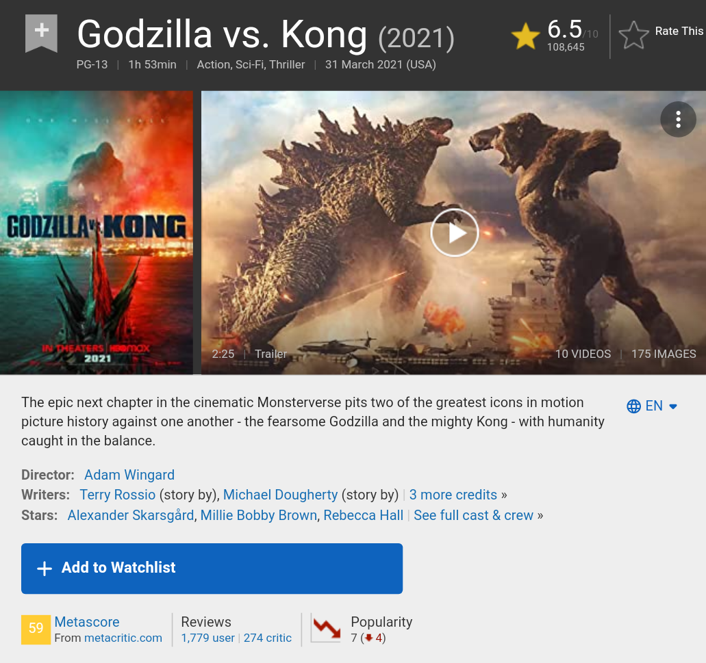 Godzilla Vs. Kong (2021) BluRay 720p/1080p/2160p – Telegraph