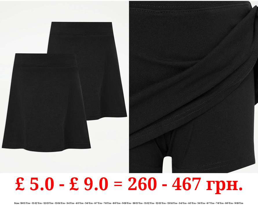 Black Girls School Skorts 2 Pack