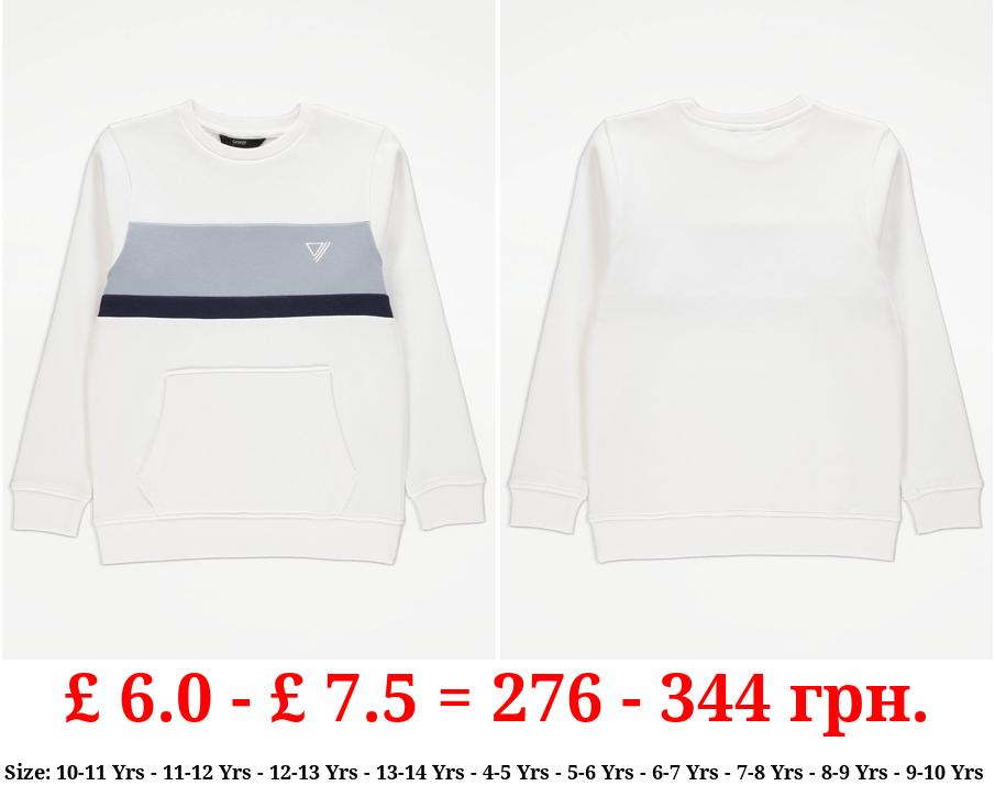 White Colour Block Sweatshirt