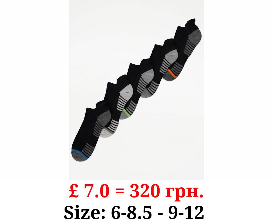 Black Striped Cushion Sole Trainer Liners 5 Pack