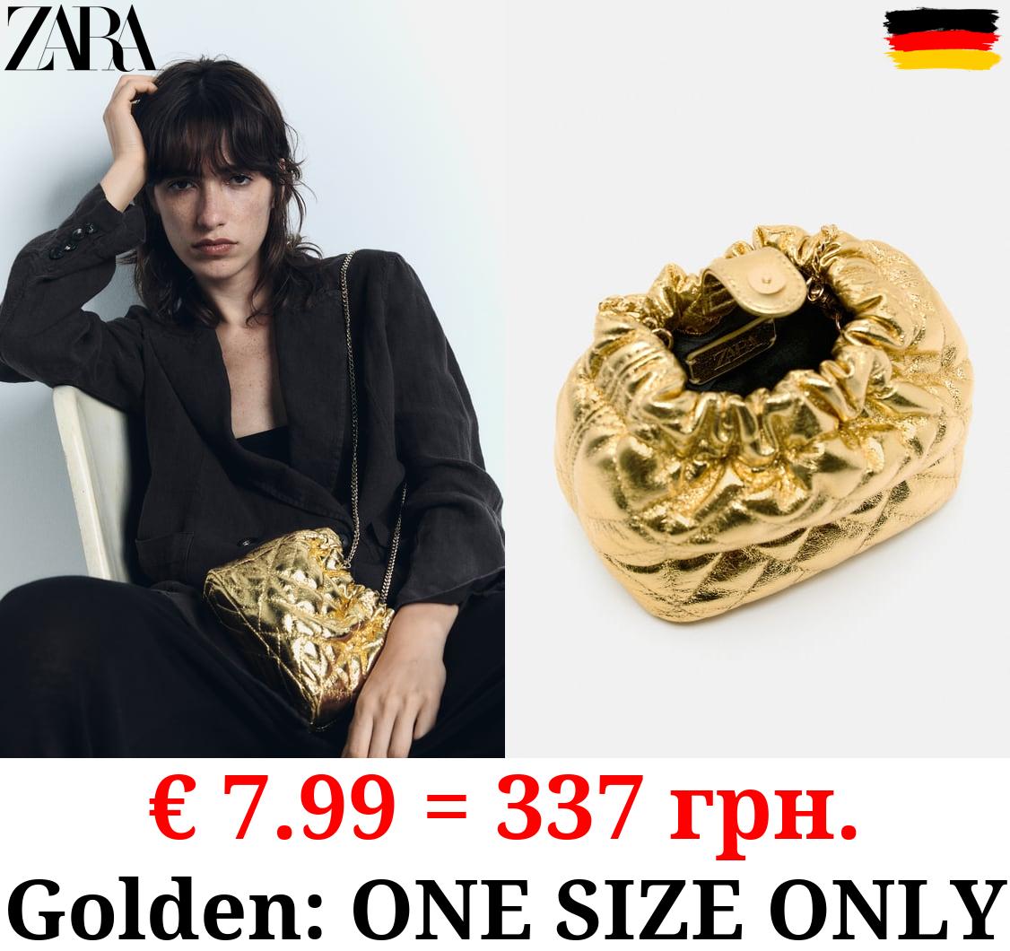 METALLIC QUILTED MINI BUCKET BAG