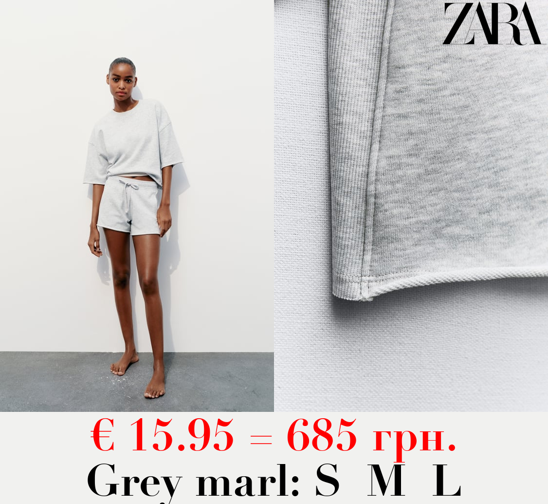 SHORT SLEEVE RIBBED PLUSH SWEATSHIRT