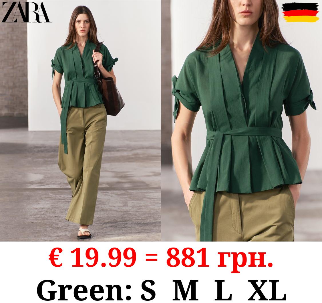 ZW COLLECTION PLEATED SHIRT WITH BELT